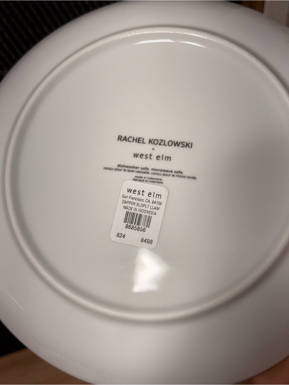West Elm Llama Ceramic Dinner Plate in White, Red & Blue - Picture 2 of 2